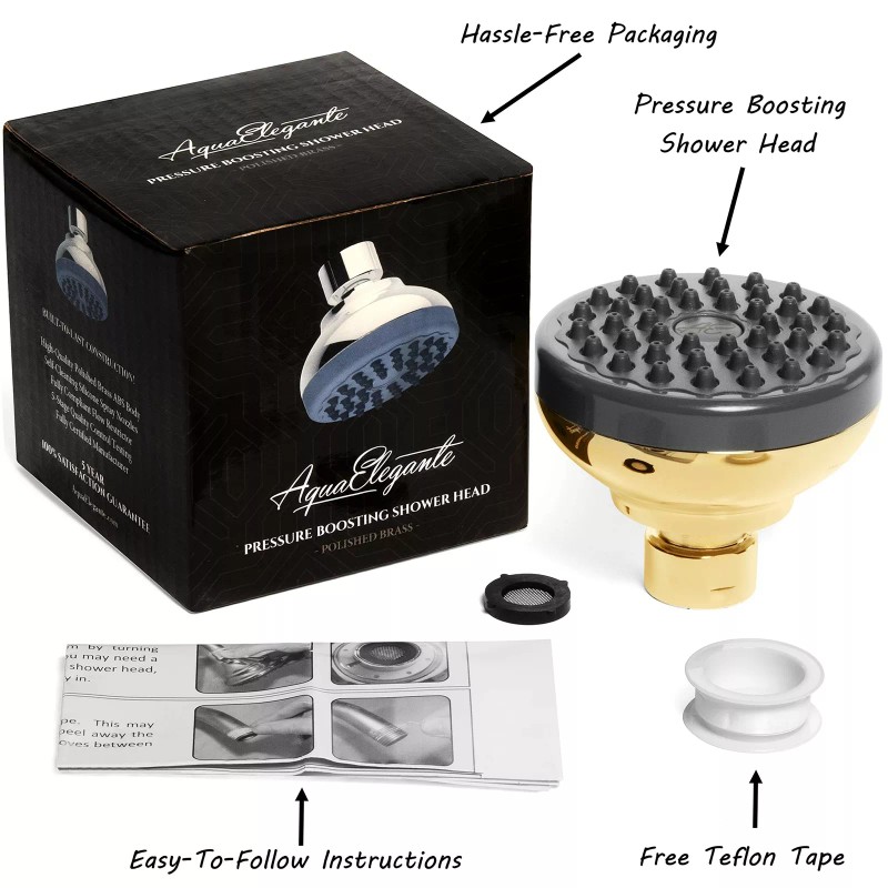 Aqua Elegante Pressure Boosting Shower Head (Aqua Elegante) - Polished