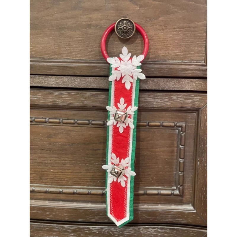 Christmas Decor Bell Doorknob Hanger Snowflake Red Green White 2