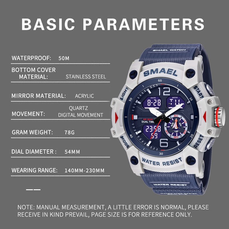 findtime Military Watches Men's Watch Digital and Analogue Waterproof Men's