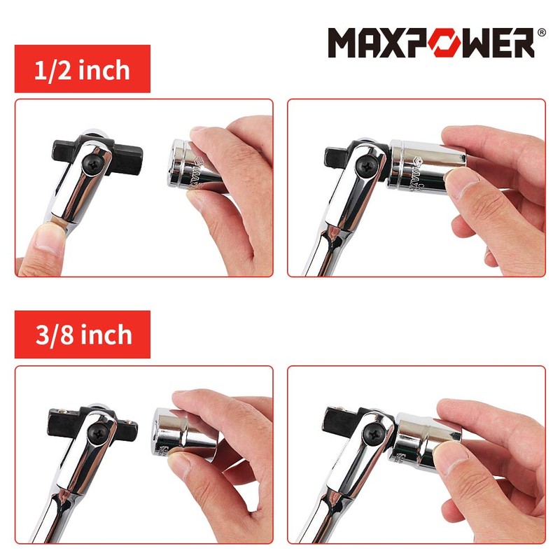 MAXPOWER 1/2-Inch and 3/8-Inch Drive Dual-Drive 18-Inch Breaker Bar Flex