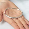 Philip Jones Silver Plated Twist Bangle Created with Zircondia® Crystals