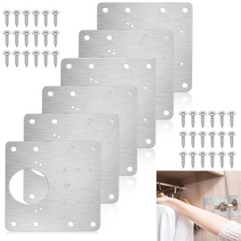 HSYTEK 6 Pieces Hinge Repair Plate, Hinge Repair Kit, 9 x 9 cm Cabinet Hinge Clips Repair Plates with Hole 36 Pieces Screws for Cabinets, Furniture, Windows, Cabinet Hinge