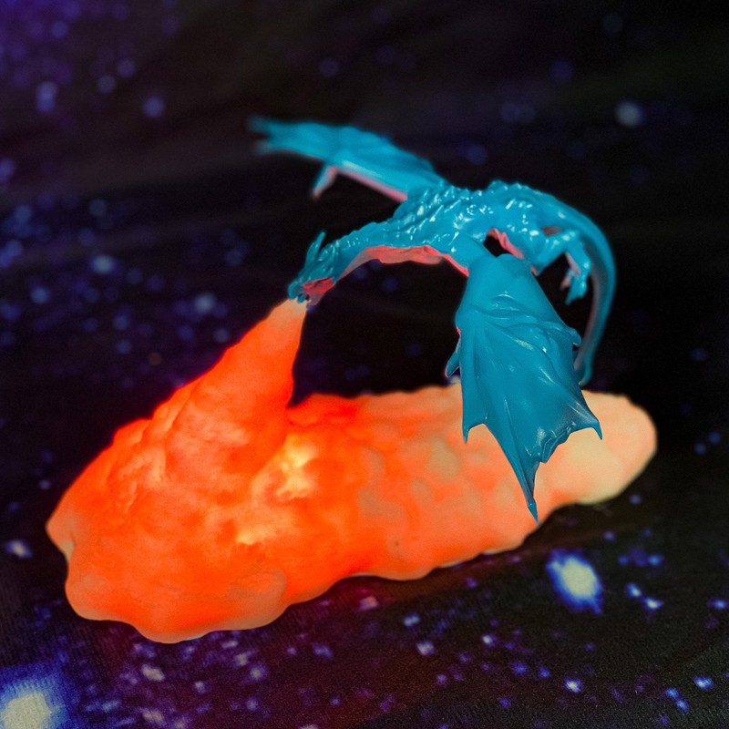 3D Printing Ice Dragon Fire Lamp Warm Night Light USB