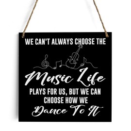 Rustic Inspirational Music Wood Wall Art Wall Hanging Decor Funny Music Gifts Music Lover Gift Wooden Decorative Plaque Sign for Home Farmhouse Nursery Classroom Bedroom Decoration Music Life Sign