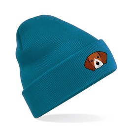 Bang Tidy Clothing Beagle Beanie Hat - Dog Lovers Gifts for Women - Winter Hats for Women - Knitted Wooly Ladies Hats - Dog Walking Accessories - Embroidered Gifts for Dog Lovers Teal
