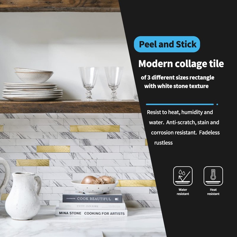 Art3d 10-Sheet Peel and Stick Backsplash Tile for Kitchen Bathroom