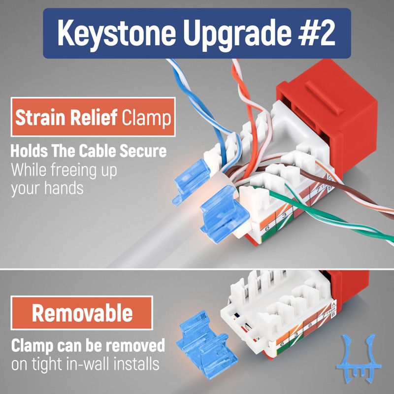 Everest Media Solutions 45° Angled CAT5e Keystone Jack in Orange