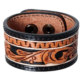 American Darling ADBRF171 Hand tooled carved Genuine Leather Bracelet women