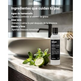 noryn Limpiador Facial para Hombres 120 ml. Fórmula Natural con Menta y Lima. Limpieza profunda y frescura diaria.                                    