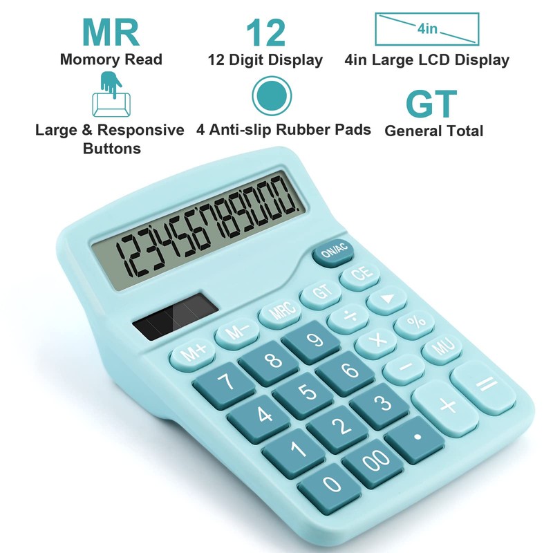 Tocorpie Office Desk Calculator 12 Digits(Blue)