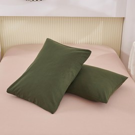 Ecocott 100% Natural Cotton Pillowcases King Size Avocado Green 2 Pack Pillow Cases with Envelope Closure (King, 20"x36")