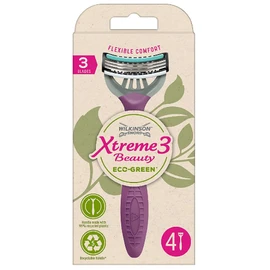 Wilkinson Sword - Xtreme 3 Beauty Eco Green X 4 - Women's Disposable Razor Ecosustainable And Recyclable - 70 Gr