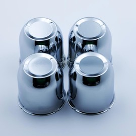 4 Push Through Chrome Wheel Center Caps for Trailer Wheel Rims 3.25" Center Bore