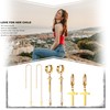3 Pairs Stainless Steel Gold Chain Tassel Cross Earrings for