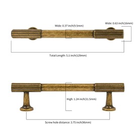 Asidrama 10 Pack Antique Brass Cabinet Handles, 3.75 Inch(96mm) Kitchen Cabinet Hardware for Cupboard Drawer Pulls