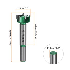 sourcing map Forstner Drill Bit 1" (25mm) Carbide Upgraded 3 Flutes Wood Hinge Drill Bits Opener Cutter for Hole Drilling Woodworking, Green