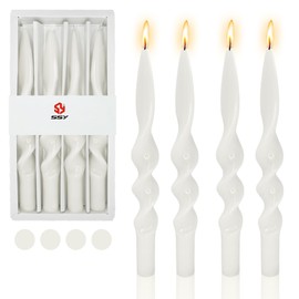 Pastel Candlesticks Spiral Taper Candles-Gedengni 10inches White Candle Stick Long Tapered Candle Twisted Candles for Anthropologie Home Décor Weddings Holiday Women Gifts,4pcs (White,24D)