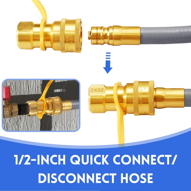 GasSaf 12 FT 1/2" ID Natural Gas Hose with Quick