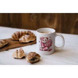 MAXIKIWI Glatte, langlebige Keramik-Kaffee- oder Teetasse für Zuhause oder Büro – perfekt für jeden Anlass – Valentinstagsmotiv 3–300 ml