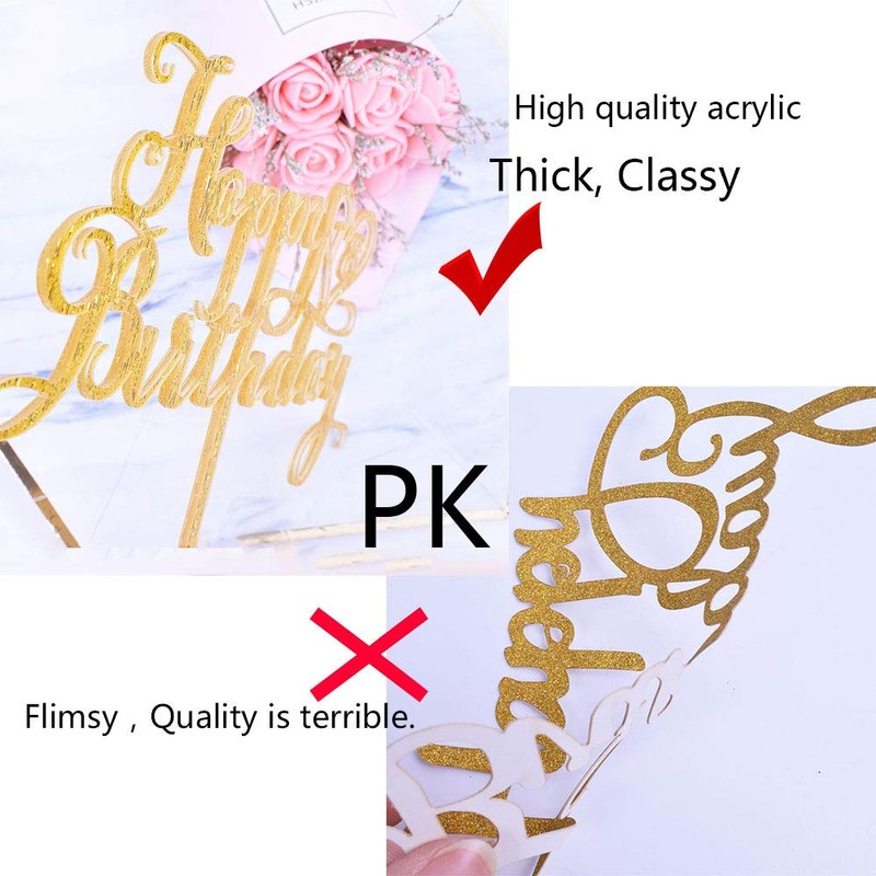 YUINYO Decoración para tarta de cumpleaños con texto en inglés