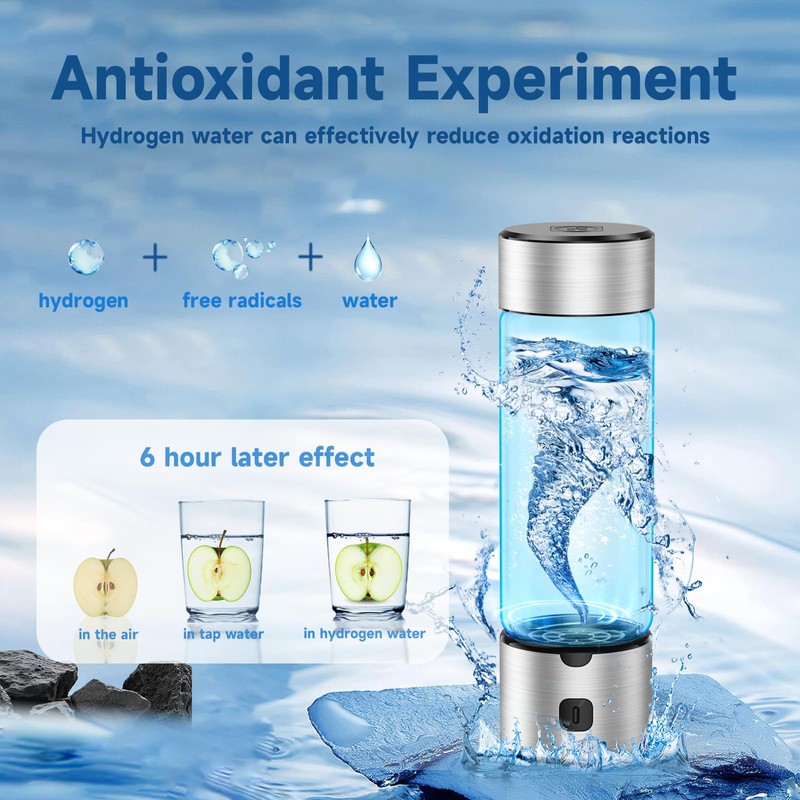 Premium Hydrogen Water Bottle 460ml SPE/PEM Hydrogen Generator with Rechargeable
