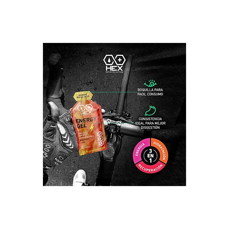 Hex Gel Energético Sabor Mango Maracuya - 1230G Paquetes