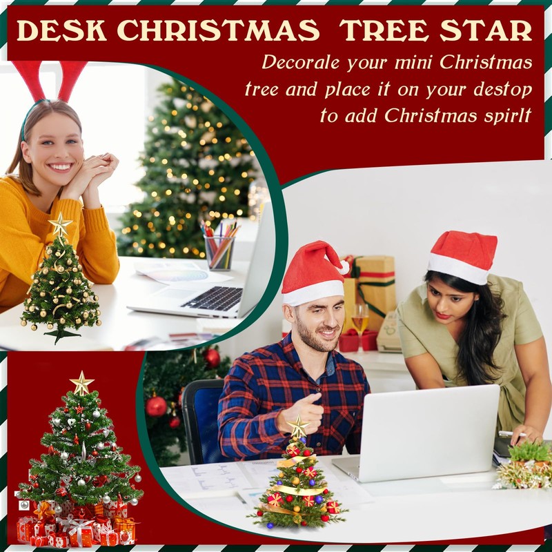 CCINEE Mini Christmas Tree Topper Star,6pcs Christmas Tree Topper Star