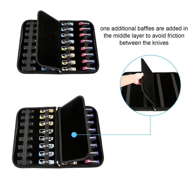 QEES Knife Case,Knife Display Case for 32 Slots Pocket Knives,Knife