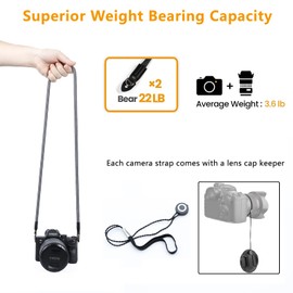 Hargedis Camera Shoulder Strap Climbing Rope Camera Neck Strap for Mirrorless and DSLR Cameras, with Lens Cap Keeper (Silver)