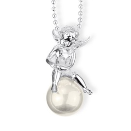 Heartbreaker Women'S Synthetic Pearl Pendant Silver Pearl Of Angels