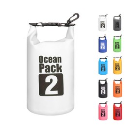 MORAINJAY 2024 New Dry Bag Waterproof Bag, 2L/5L/10L/15L/20L/30L Waterproof Pack Sack with Adjustable Shoulder Strap, Waterproof Backpack, Waterproof Duffel Bag for Swimming, White, luggage tag