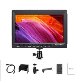 FEELWORLD FW759 7" DSLR Camera Field Monitor HD Video Assist Slim IPS 1280x800 4K HDMI 1080p with Sun Visor
