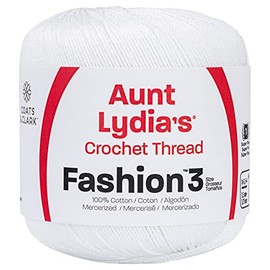 Coats Crochet 182-201 Aunt Lydia's Fashion Crochet, Cotton Size 3, White