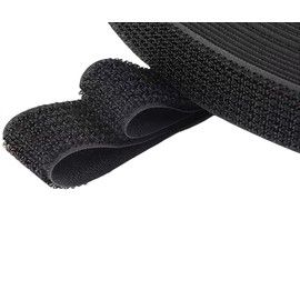 0.78"x16Ft Double-Sided Hook and Loop Straps with 25 Metal Buckles, Adjustable Fastening Cable Straps, Free Cut Length, Reusable Nylon Cable Ties for Organizer or Storage, Black