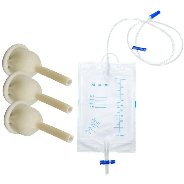 Condom Catheter External self Sealing Set 10 Pcs Male Condom Catheter 2 Pcs 1000ml Urine Bag (30mm/1.18inch)