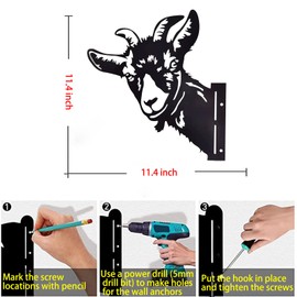 Funny Peeping Animal Metal Art Statue,Black Steel Silhouette Laser Cutout Animal Shape Decor for Outdoor Farmhouse Garden Lawn Fence Garden Pile Decoration (Peek Cat)