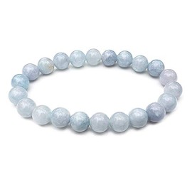 chengmu 12mm Aquamarine Chalcedony Stretch Bracelet Round Stone Beads Semi Gemstone for Crystal Beaded Elastic Bracelet 8"