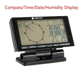 TOTMOX 5 in1 Digital Car Thermometer and Clock Displays Inside/Outside Temperature LCD 3.9" Display Backlight Compass Clock Car Calendar