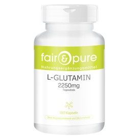 Fair & Pure L-Glutamine In Free Form, Bioavailable & Vegan ,750Mg (180 Capsules)