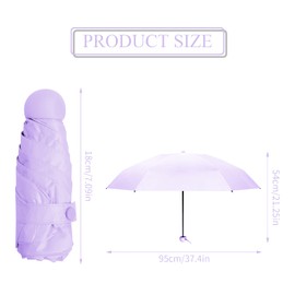 Small Umbrella for Women Men Children 6 Ribs Strong Umbrellas Compact with Case Foldable Umbrella UV Protection UPF50+ Windproof Lightweight Pocket Umbrella Mini for Travel, purple