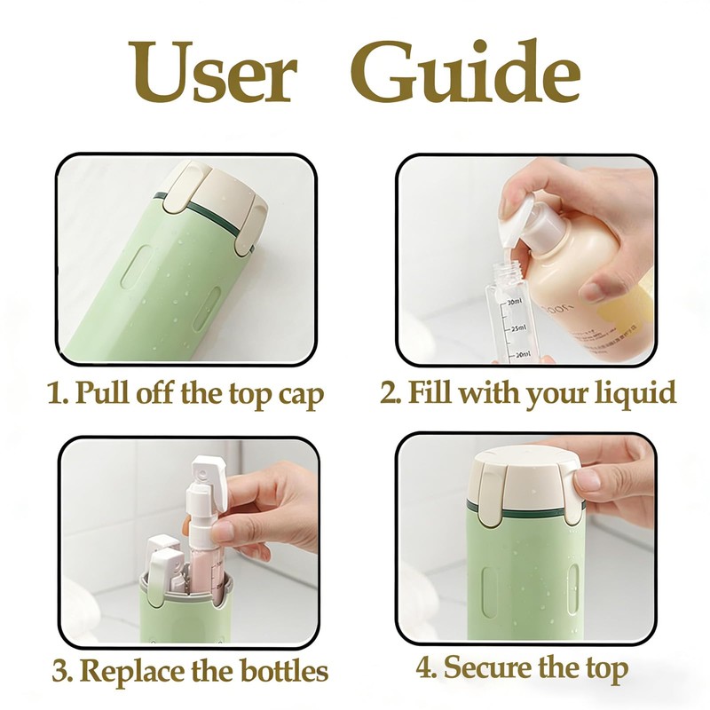 4 in 1 Travel Dispenser Bottle, Travel Bottles for Toiletries