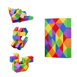 MOYU BLOCK Fidget Snake Cube Puzzles Twist Toys for Kids Triangle Snake Fidget Toy Ball Sensory Toy Brain Teaser Quiet Fidget Toys for Kids 6-12 Adults Magic Snake Cube(48 Blocks)