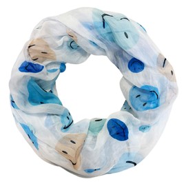 Jeamis Smiley Silk Loop Colour Gradient Spring Round Scarf Unisex Summer Autumn Lightweight Scarf Stole Silk Face Smile, blue