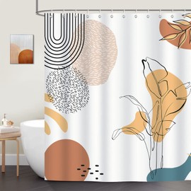 Bonhause Shower Curtain Boho Modern Abstract Art Mid Century Shower Curtains 180 x 180 cm Anti-Mould Waterproof Polyester Fabric Washable Bathroom Curtain for Bathroom with 12 Hooks