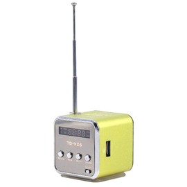 Mini Portable FM Radio Speaker, Digital Stereo MP3 MP4 Music player Support TF Card USB Disk FM (绿色)