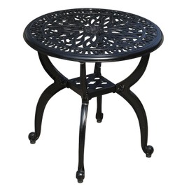 GXOUTAL Cast Aluminum Outdoor Side Table, All Weather Round Small Coffee Table for Patio,Park,Lawn,Yard (18.5" Black)