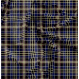 Soimoi Blue Silk Fabric Gingham Check Print Fabric by Yard 42 Inch Wide