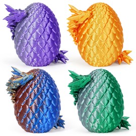 YILCER 4PCS 3D Printed Dragon Eggs with Dragon Inside Mini Dragon Easter Eggs Set Easter Basket Stuffers Mystery Dragon Egg Fidget Toy Surprise 3D Printed Animals Toy Set