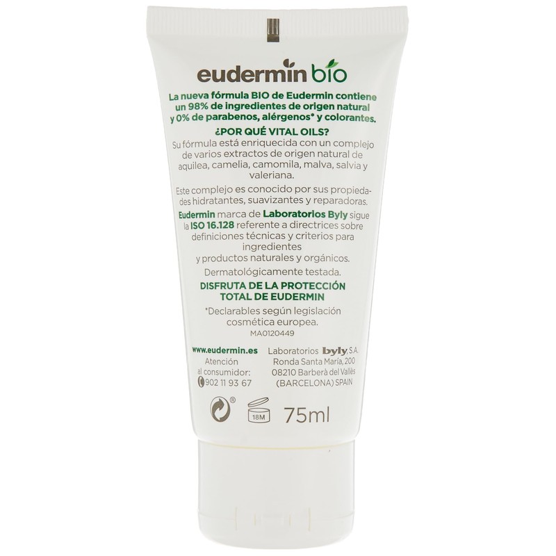 EUDERMIN Protective Cream Organic Atopic Skin Tube 75 ml