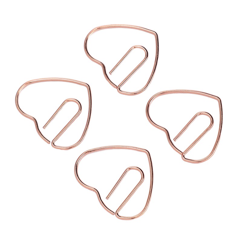 100Pcs Heart Shaped Paper Clips Iron Decorative Paperclips Set with